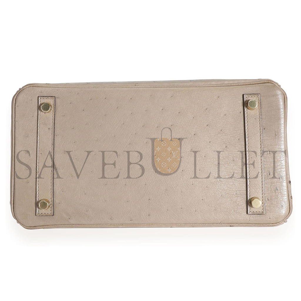 H**mes master birkin 30 ostrich trench beige gold hardware 172854 (30*22*16cm)